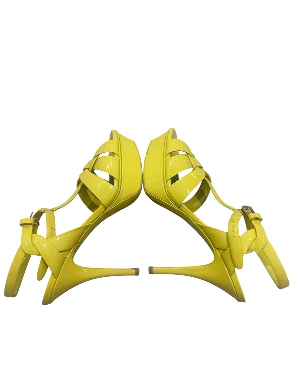 Yves Saint Laurent Tribute Yellow patent leather T-Strap Platform Sandals EU 38 - Picture 7 of 13